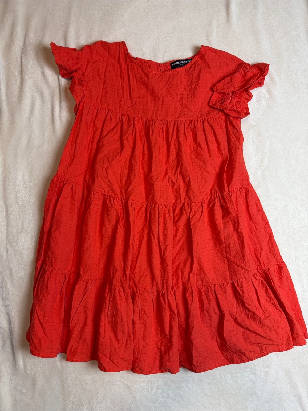 In The Beginning Red Orange Ruffle Mini Dress